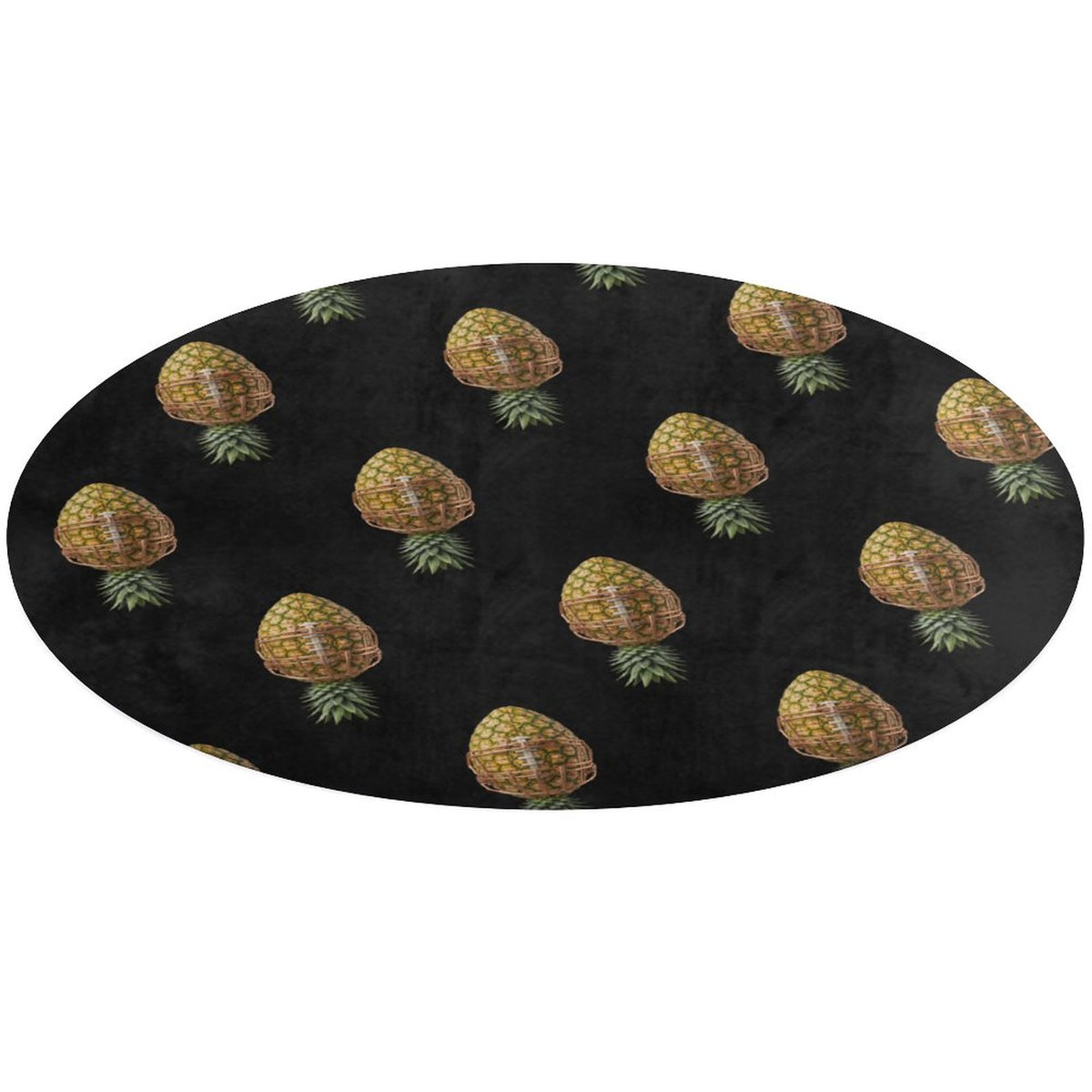 Pineapple Football Round Coral Velvet Warm Floor Mat