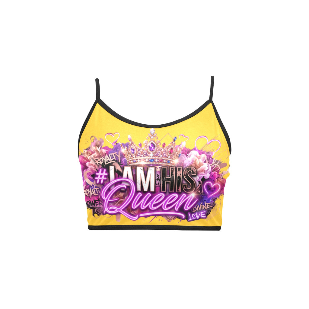 #IAMHISQUEEN Women’s Spaghetti Strap Crop Top – Sexy Stretch Yoga Tank, Lightweight Quick-Dry Fitness Crop Top for Women