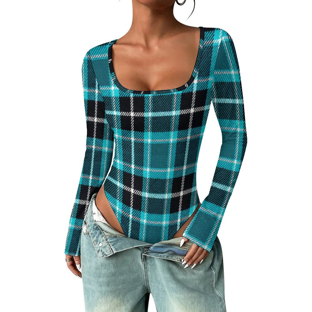 Square Collar Long Sleeved Jumpsuit(All-Over Printing)