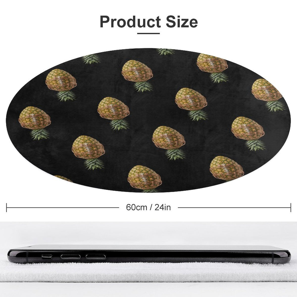 Pineapple Football Round Coral Velvet Warm Floor Mat