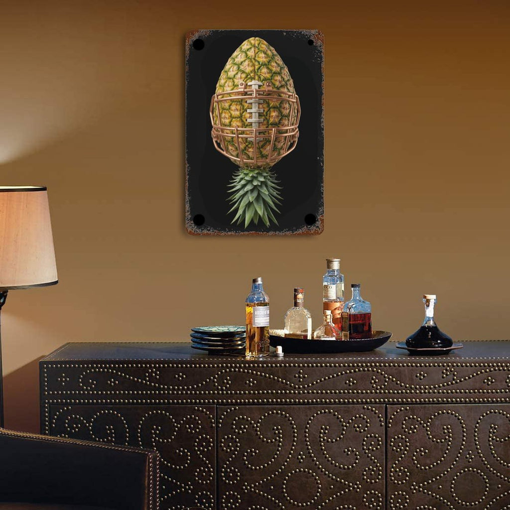 Pineapple Football Rusted Vintage Metal Wall Art Tin Sign-11.8"x7.9"/ 30x20cm
