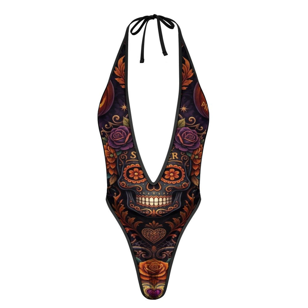 Sexy Swinger Halloween Deep V Teddy Bodysuit | Women’s Mesh Lingerie