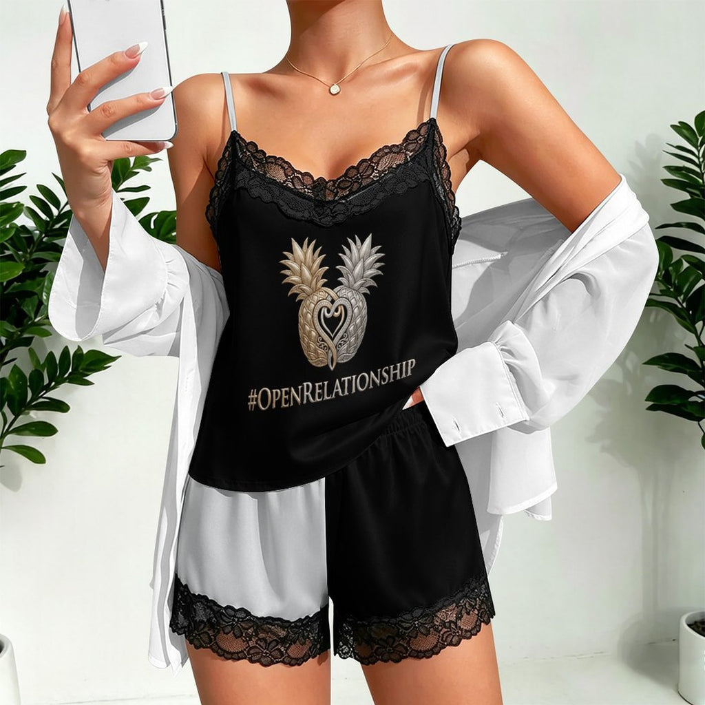 #OPENRELATIONSHIP Lace Trim Pajama Set