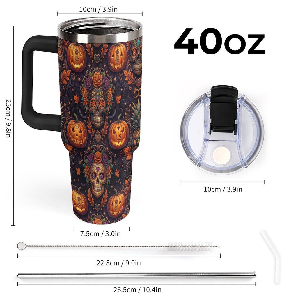 Halloween Swinger Inspired Insulated Tumbler with Handle and Straw