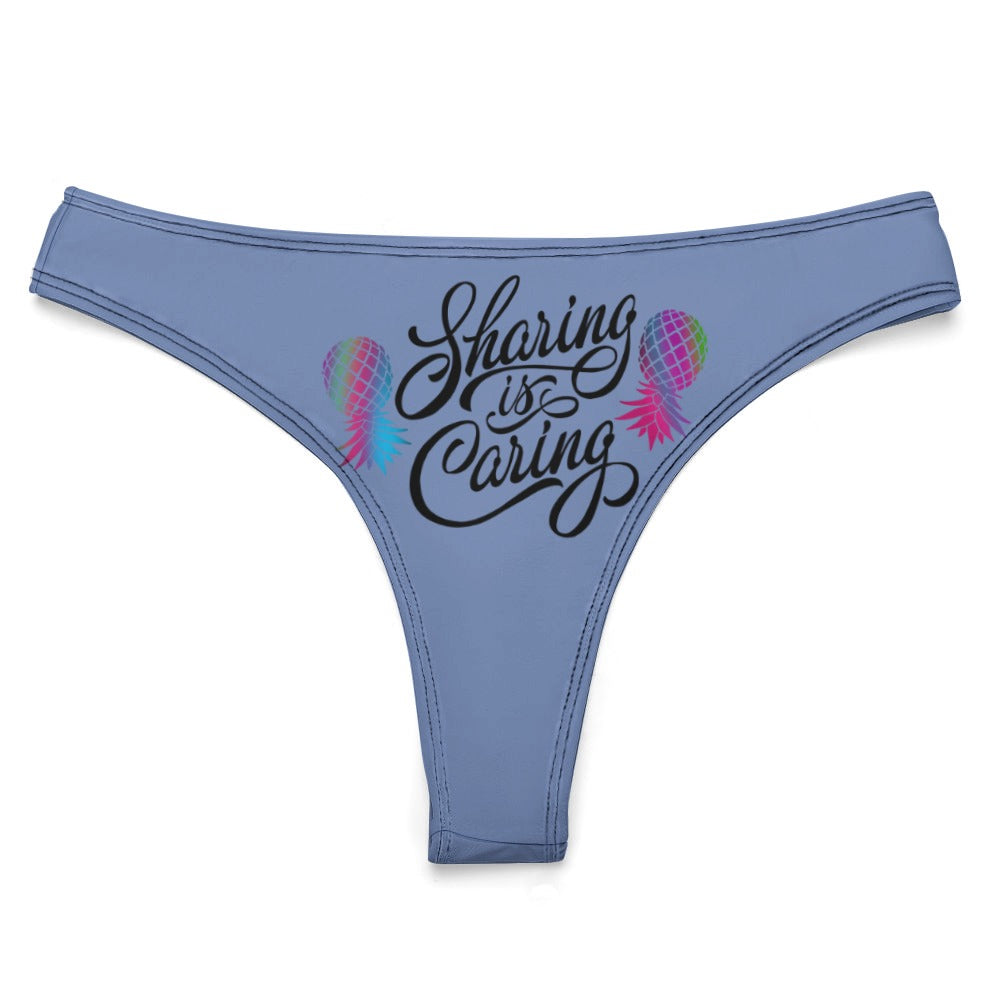 "Sharing is Caring" Women's Sexy Thong | Soft Polyester Spandex Lingerie