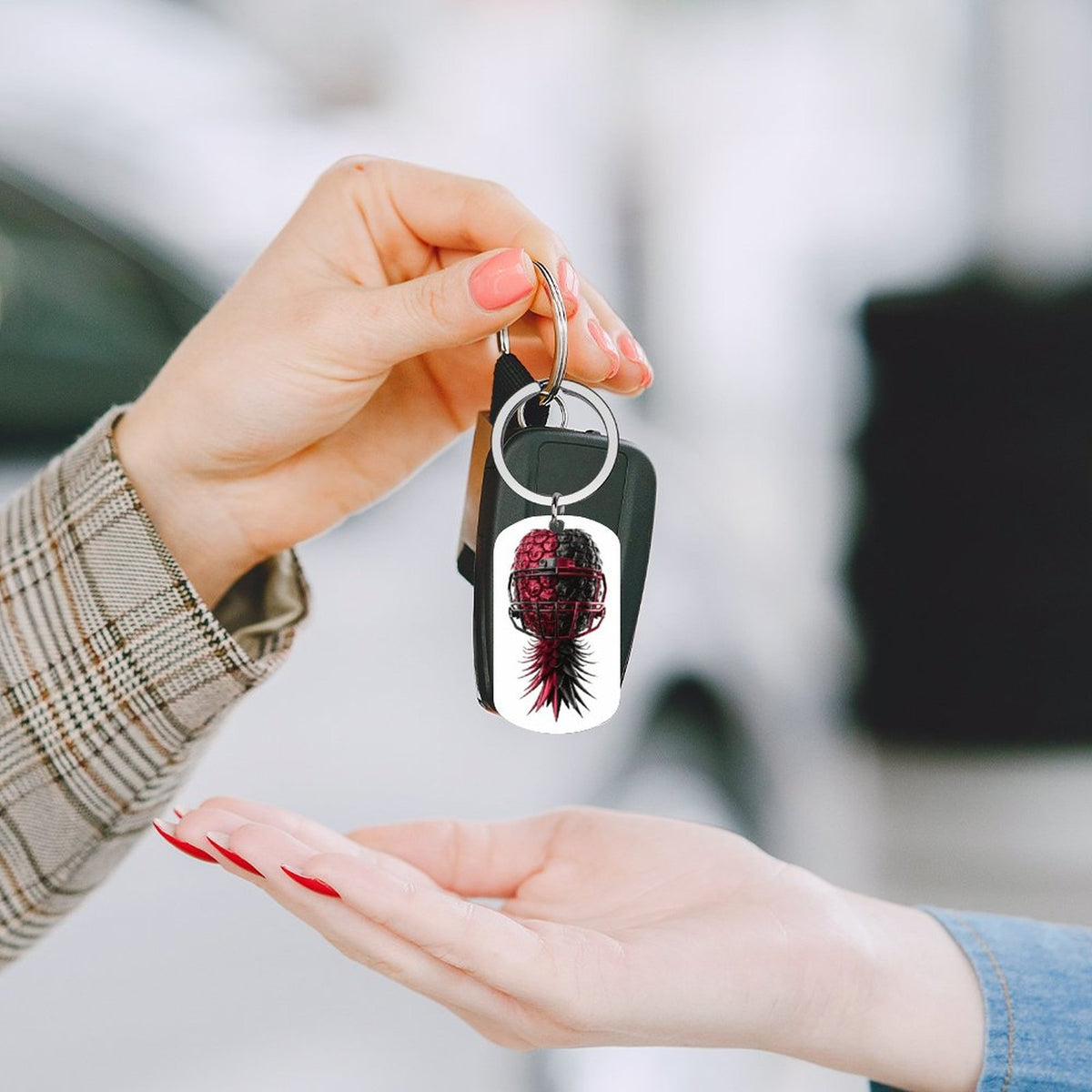 Football Inspired Metal Keychain