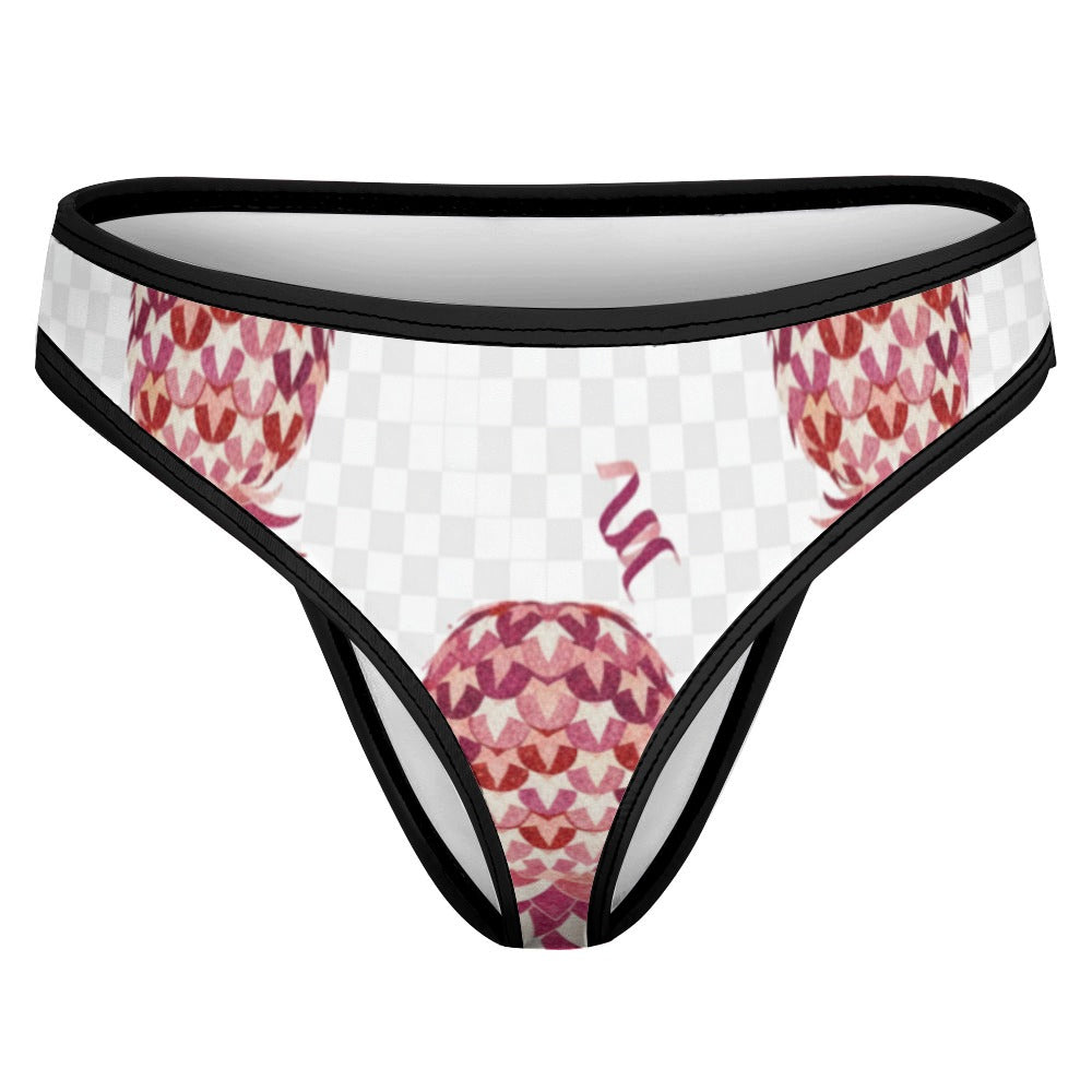 Upside Down Pineapple Women’s Ice Silk T‑Back Thong – Soft Sexy Pineapple Lifestyle Panties for Swinger Couples