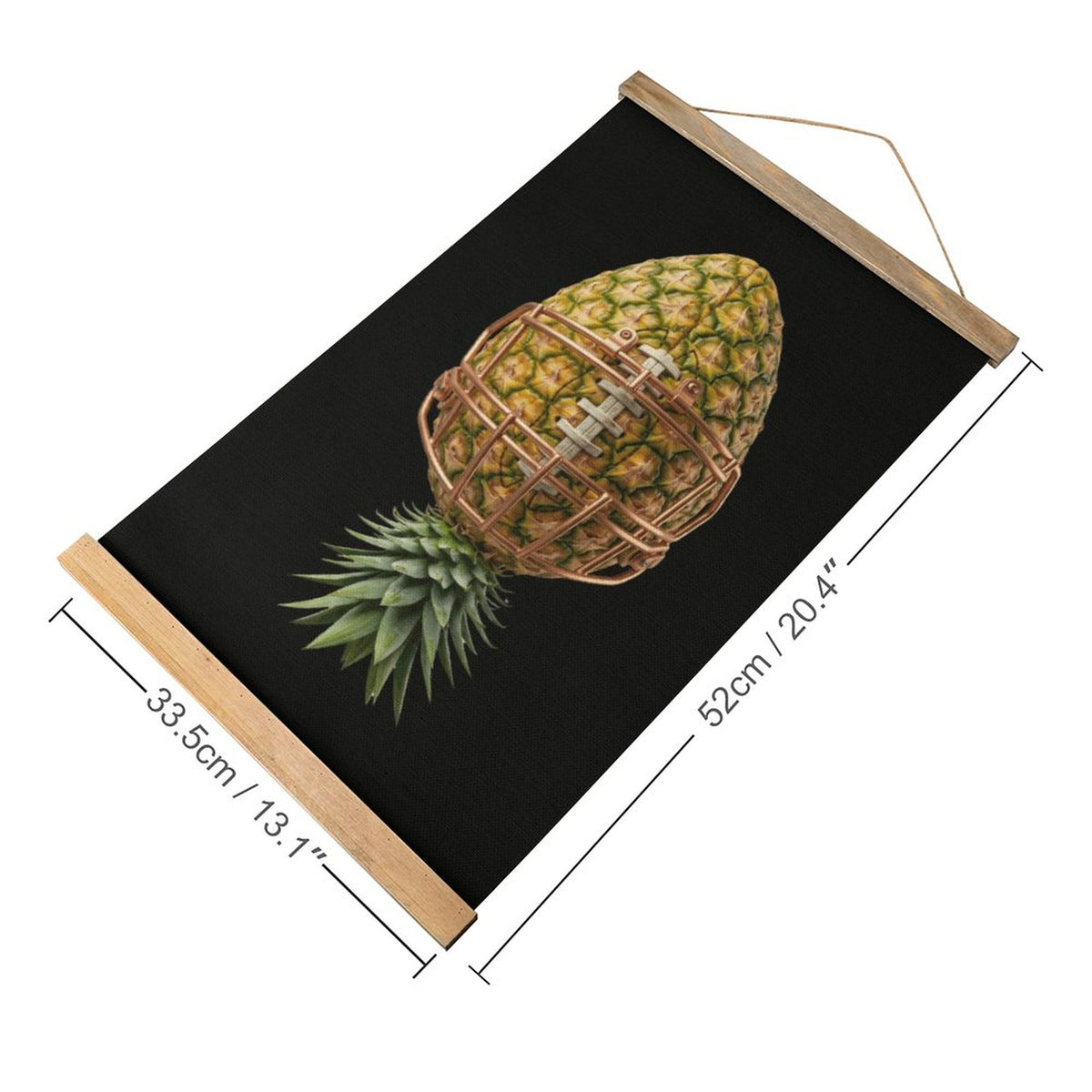 Pineapple Football Framed Flax Painting Wall Decor