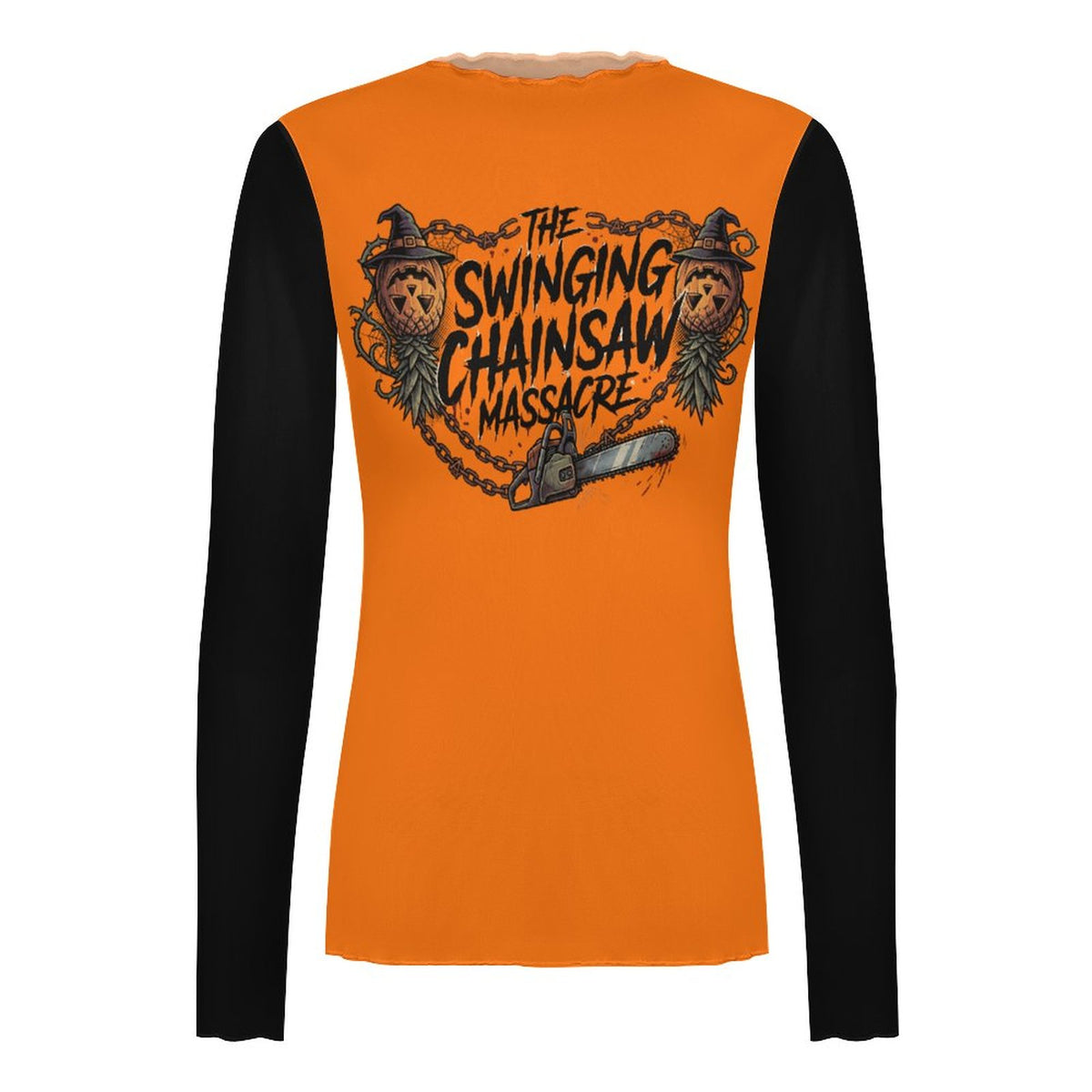 The Swinging Chainsaw Massacre High Neck Mesh Top For Women