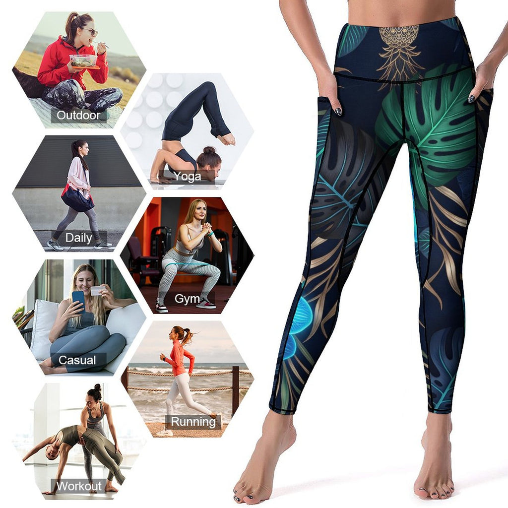 Custom Print Patterned Yoga Pants with 2 Pockets (All-Over Printing)