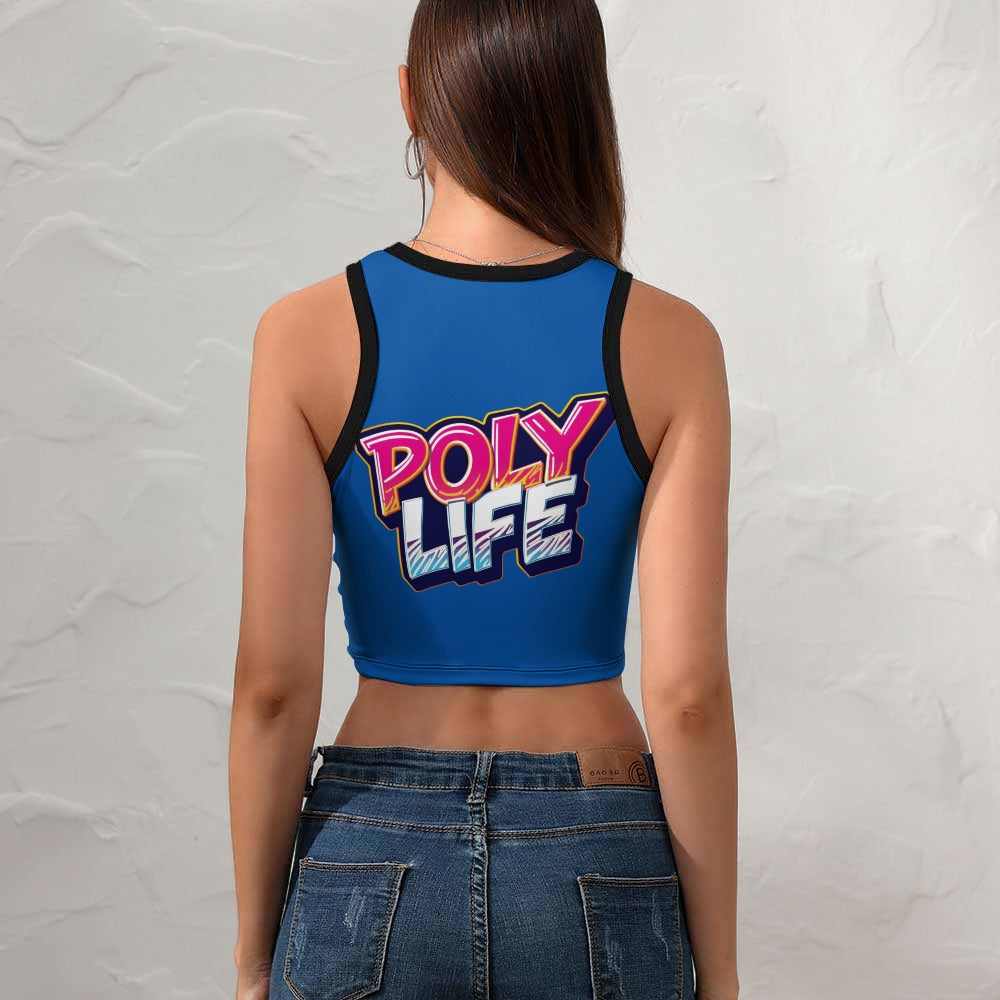 Poly Life Women's Cropped Slim Racer Tank Top – Lightweight Stretch Fit | Athletic & Casual Wear