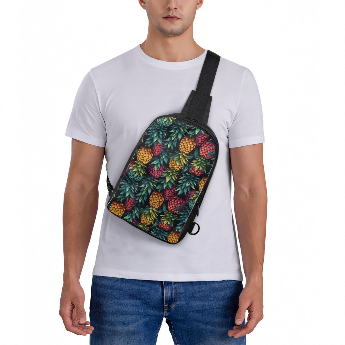 Colorful Upside-Down Pineapple Double Layer CrossBody Bag Chest Bag