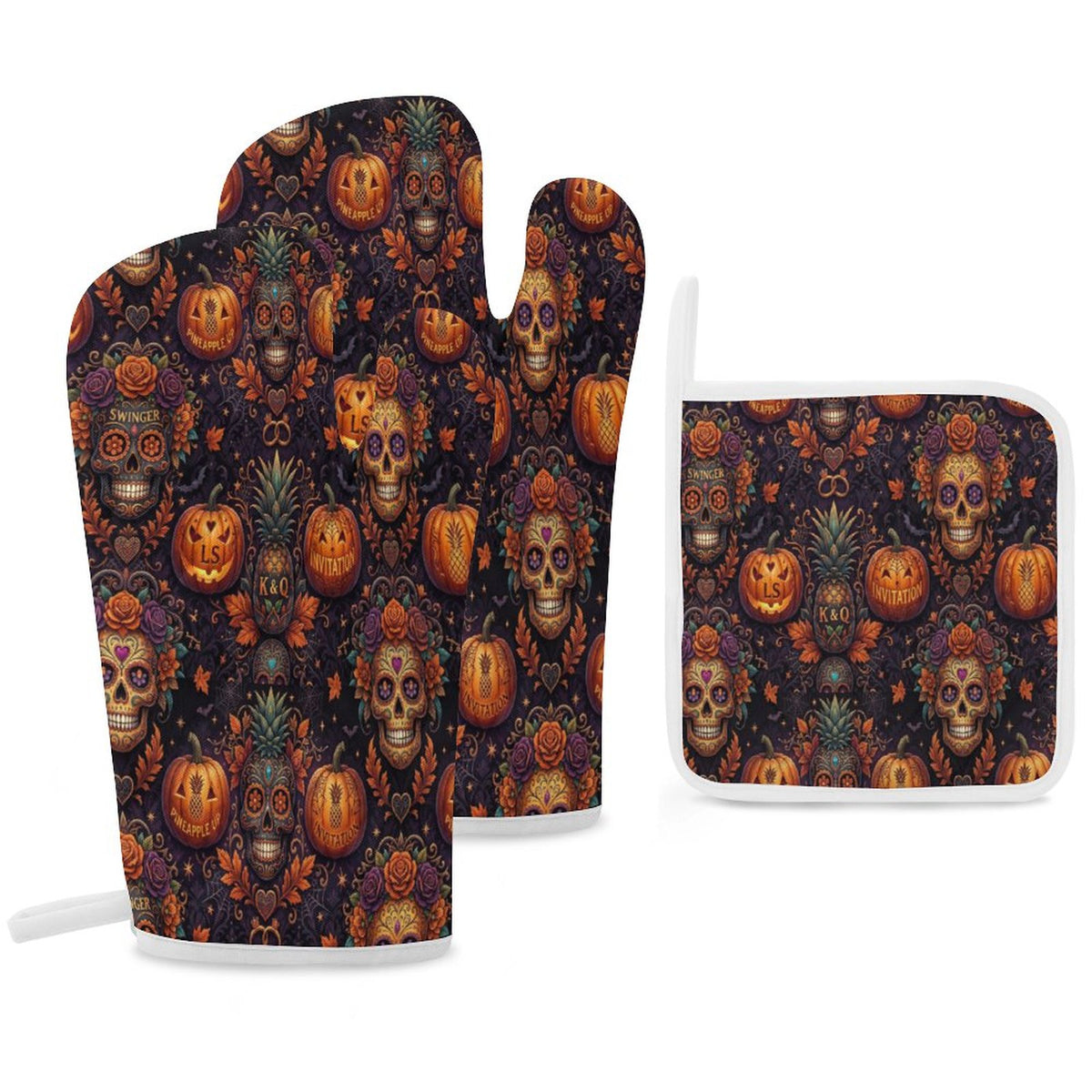 Halloween Swinger Inspired Oven Mitt & Pad Set of 3