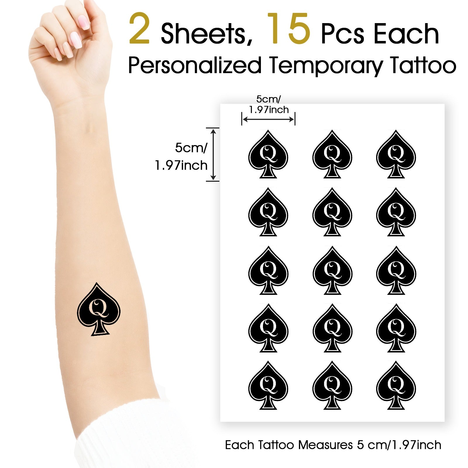 QOS Personalized Temporary Tattoos (30 Pieces) | Custom A4 Sheet Water-Activated Tattoos | Ships from USA