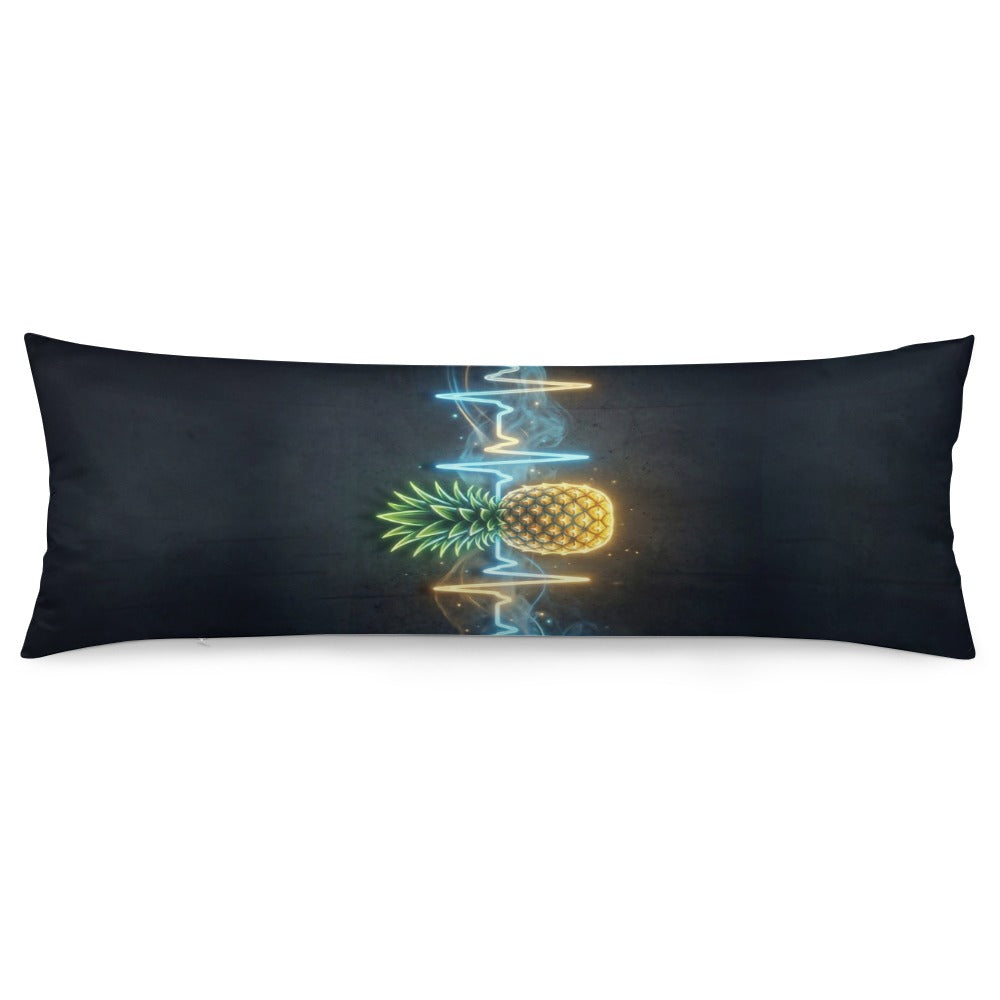 Pineapple Heartbeat Extra Long Pillowcase – Soft Breathable Polyester with Hidden Zipper