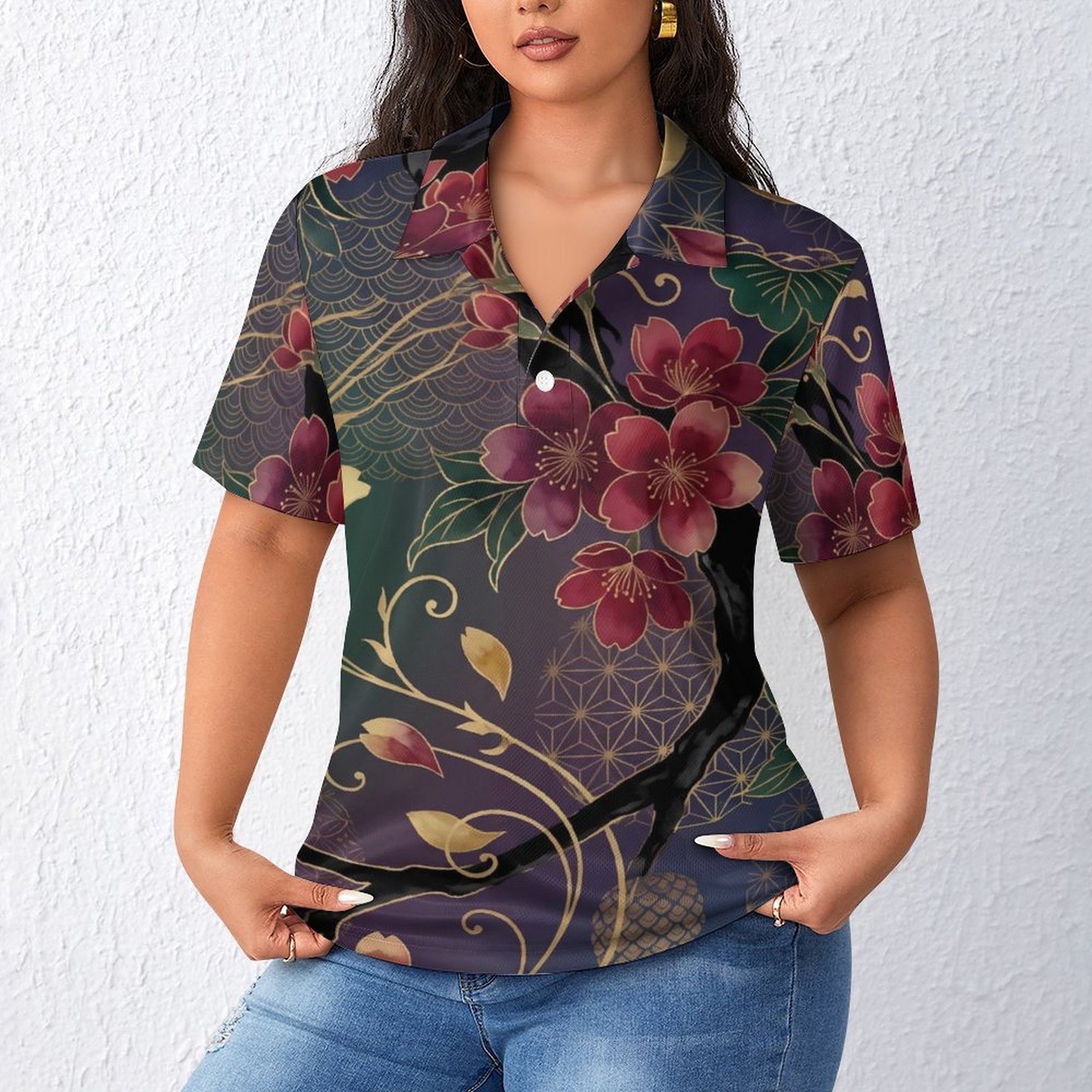 UPF50+ Ice Silk Women's POLO Shirt(All-Over Printing)