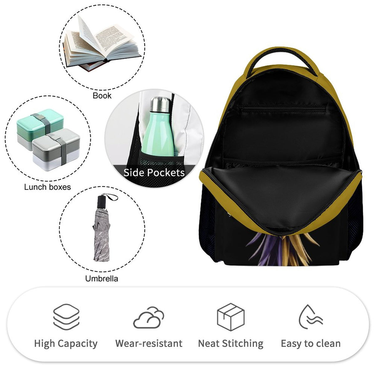 Football Inspired Purple & Gold Backpack for Children