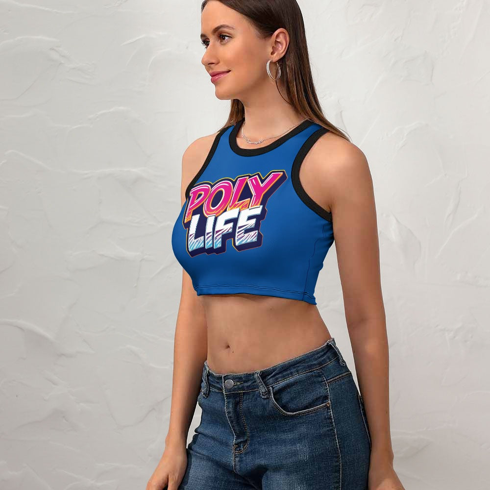 Poly Life Women's Cropped Slim Racer Tank Top – Lightweight Stretch Fit | Athletic & Casual Wear