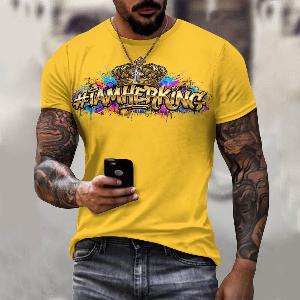 #IAMHERKING Men’s Cotton T-Shirt – Soft Breathable Graphic Tee for Everyday Style, Casual Summer Shirt for Men