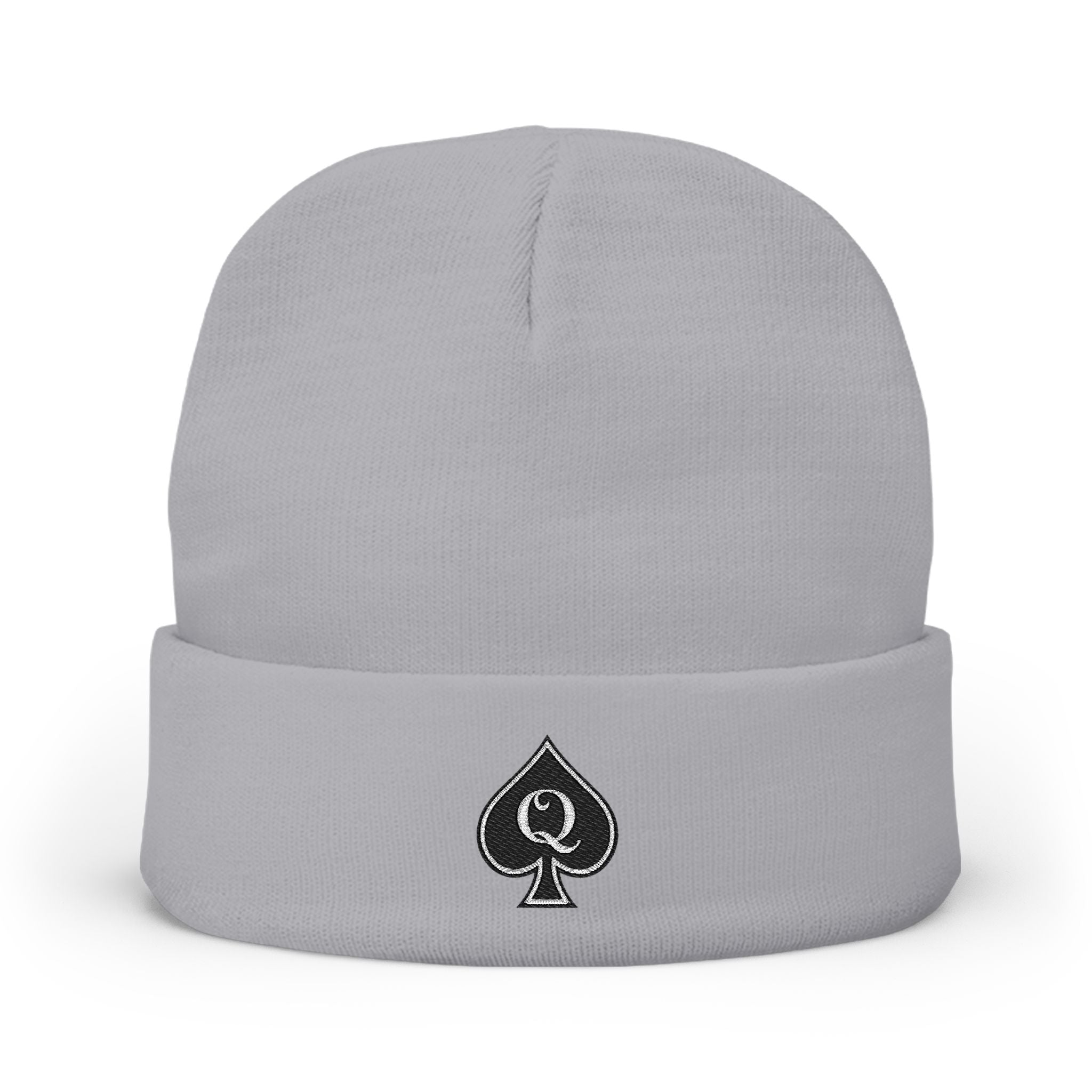 Queen of Spades Embroidered Knit Beanie