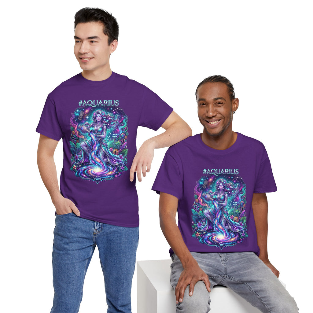 #AQUARIUS Unisex T-Shirt | Soft Lightweight 100% Combed Ring-Spun Cotton Tee with Cosmic Art Print