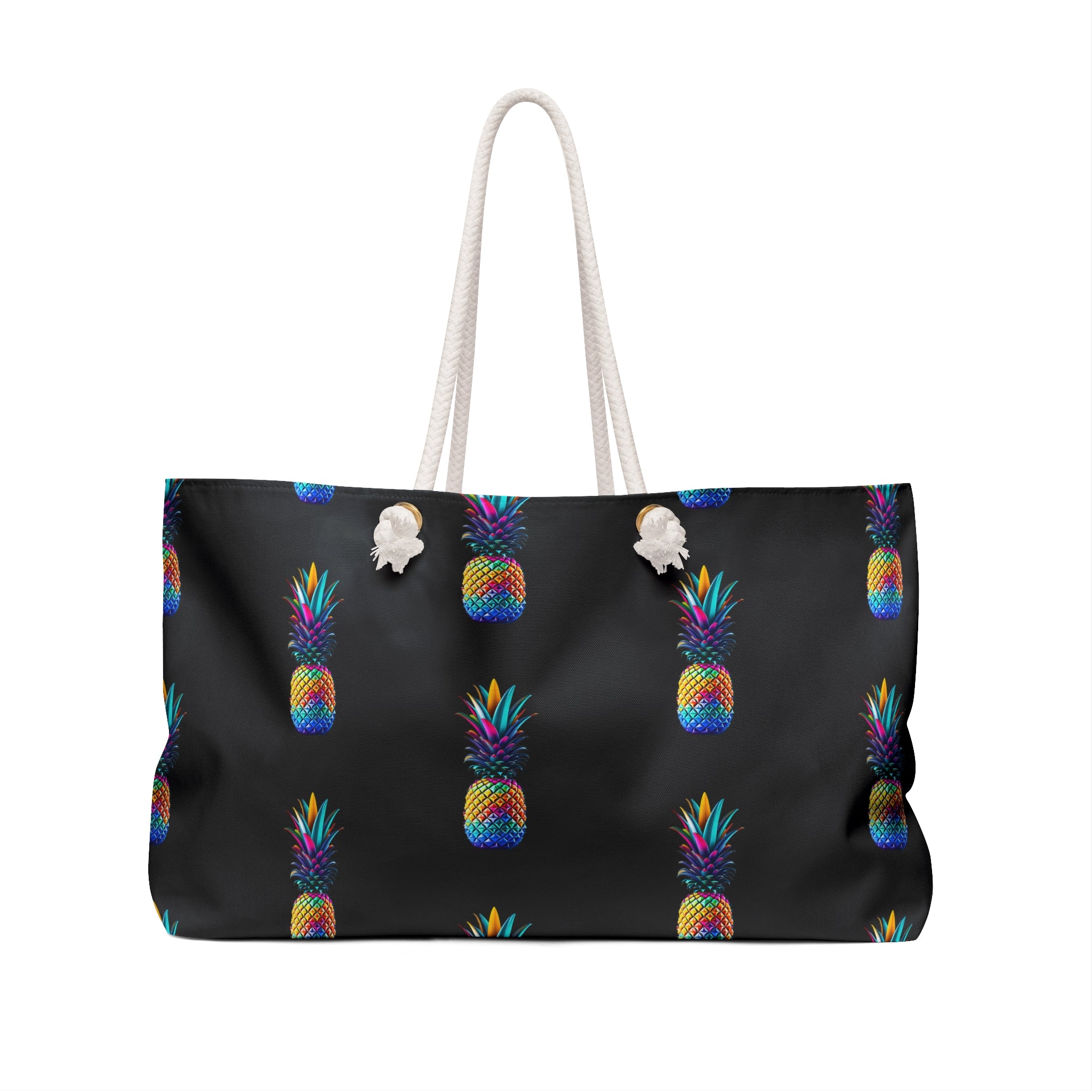 Vibrant Pineapple Weekender Bag - Perfect for Travel & Beach Getaways (Black)