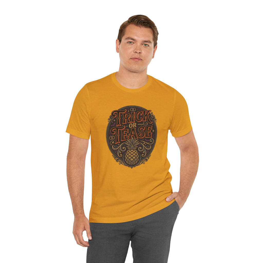 Trick or Tease Vintage Pumpkin Graphic Tee | Halloween Cotton T-Shirt