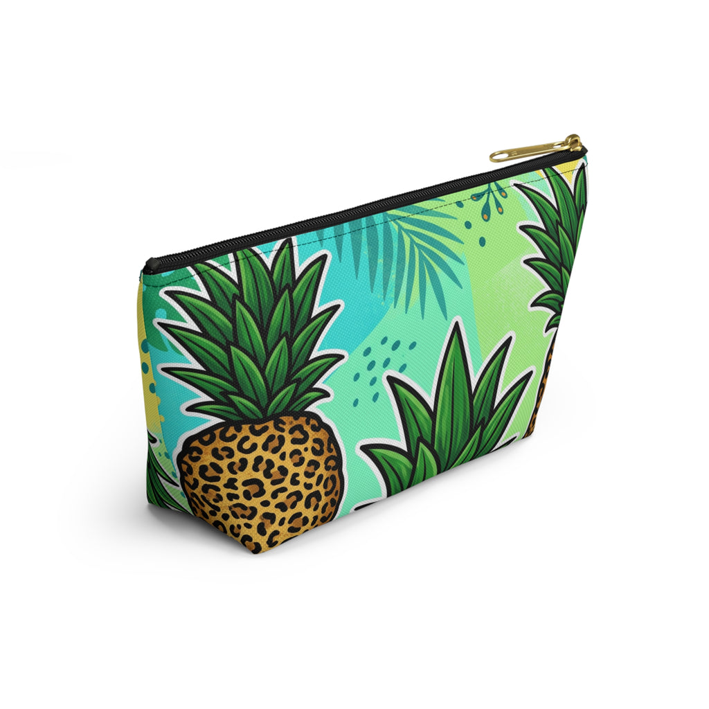 Upside-Down Pineapple Leopard Print Accessory Pouch | T-Bottom Makeup & Travel Organizer Bag