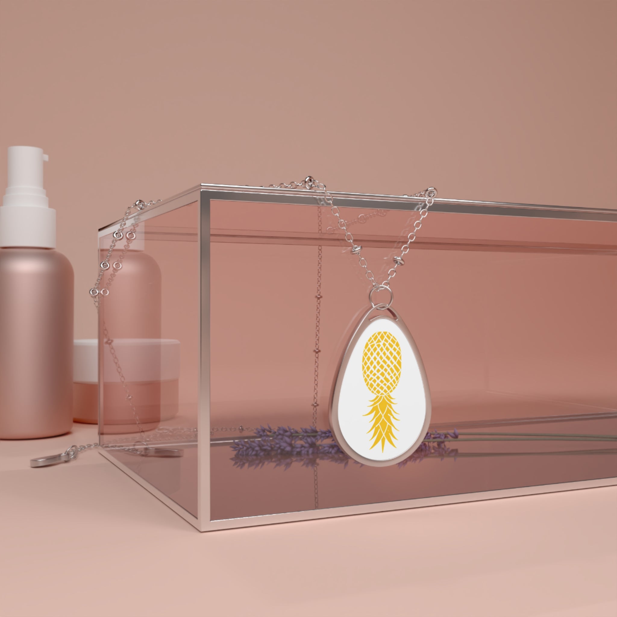 Oval Necklace - Golden Pineapple Design
