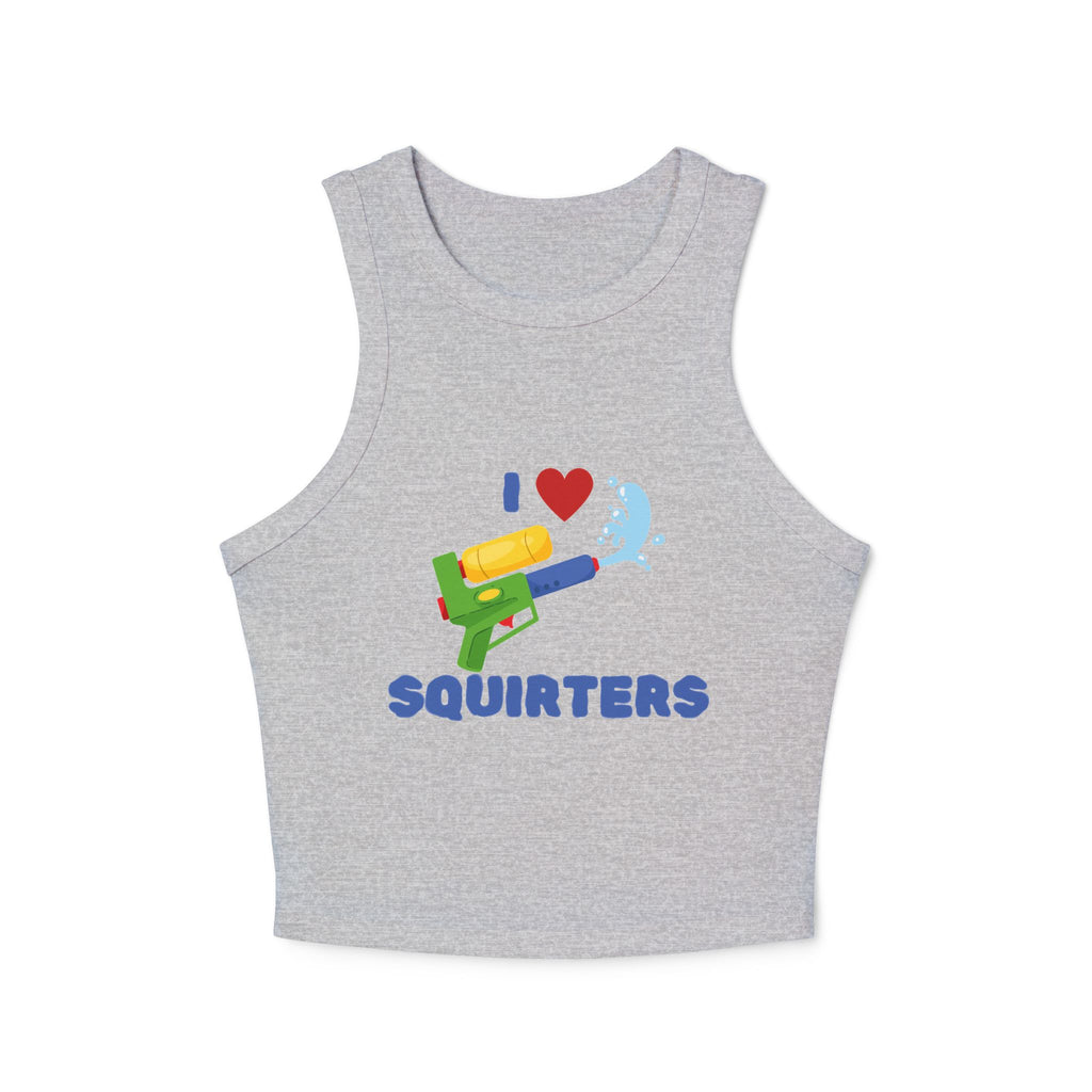 I Love Squirt Guns Women's Racer Tank Top, Summer Crop Top, Funny Water Gun Shirt, Beach Wear, Gift for Water Party