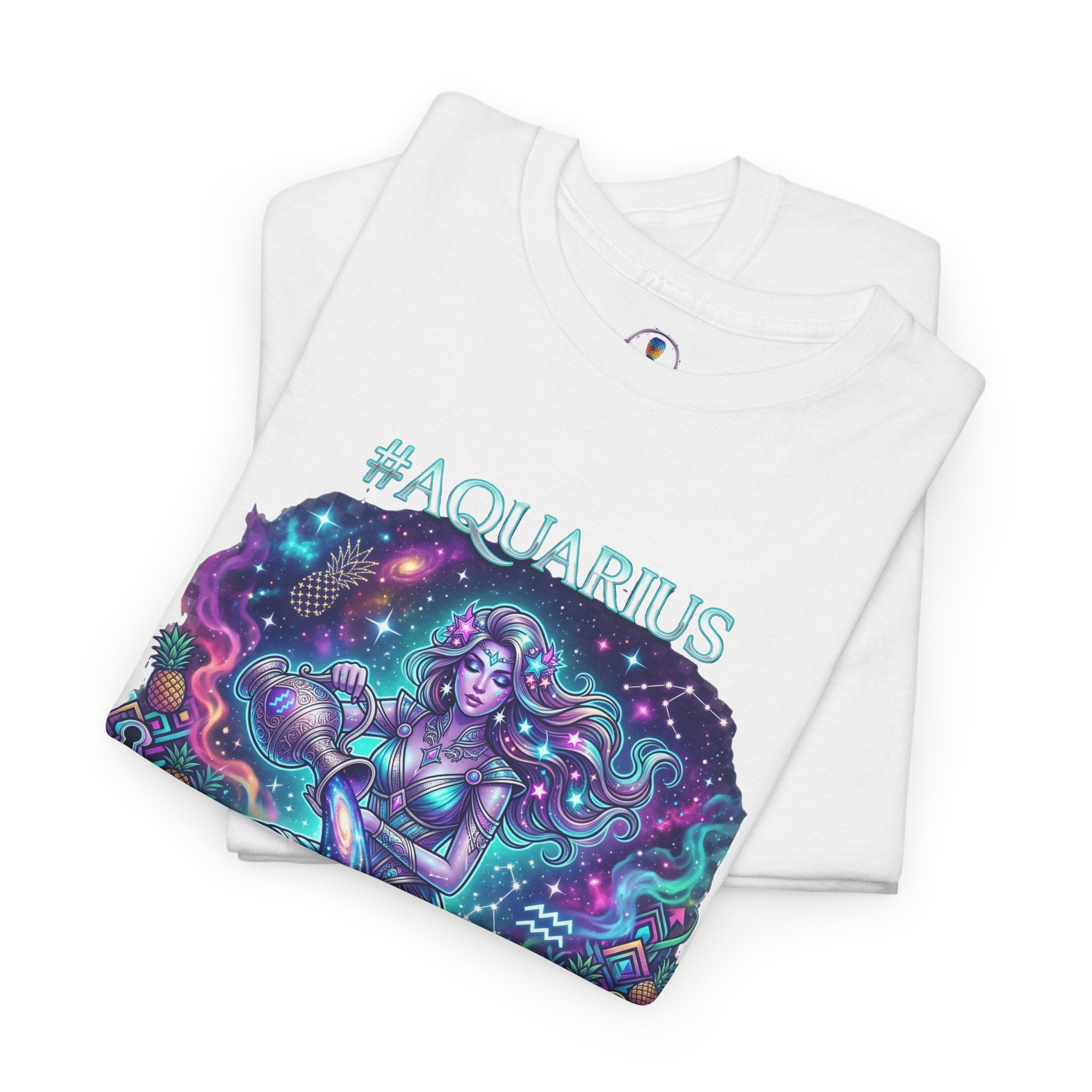 #AQUARIUS Unisex T-Shirt | Soft Lightweight 100% Combed Ring-Spun Cotton Tee with Cosmic Art Print