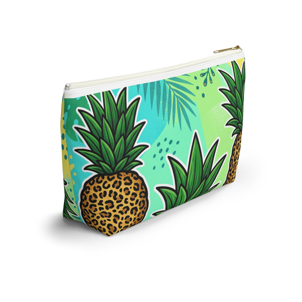 Upside-Down Pineapple Leopard Print Accessory Pouch | T-Bottom Makeup & Travel Organizer Bag