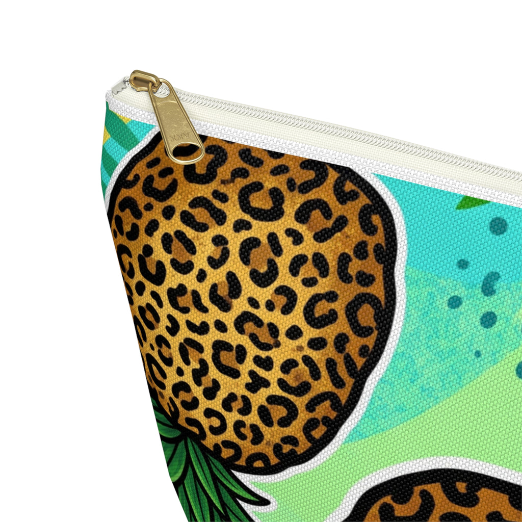 Upside-Down Pineapple Leopard Print Accessory Pouch | T-Bottom Makeup & Travel Organizer Bag