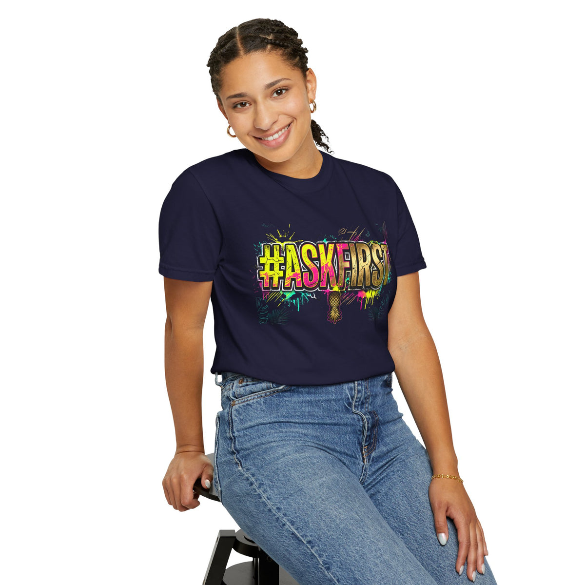 #AskFirst Graffiti Logo T-Shirt | Heavyweight Garment-Dyed Consent Streetwear Tee