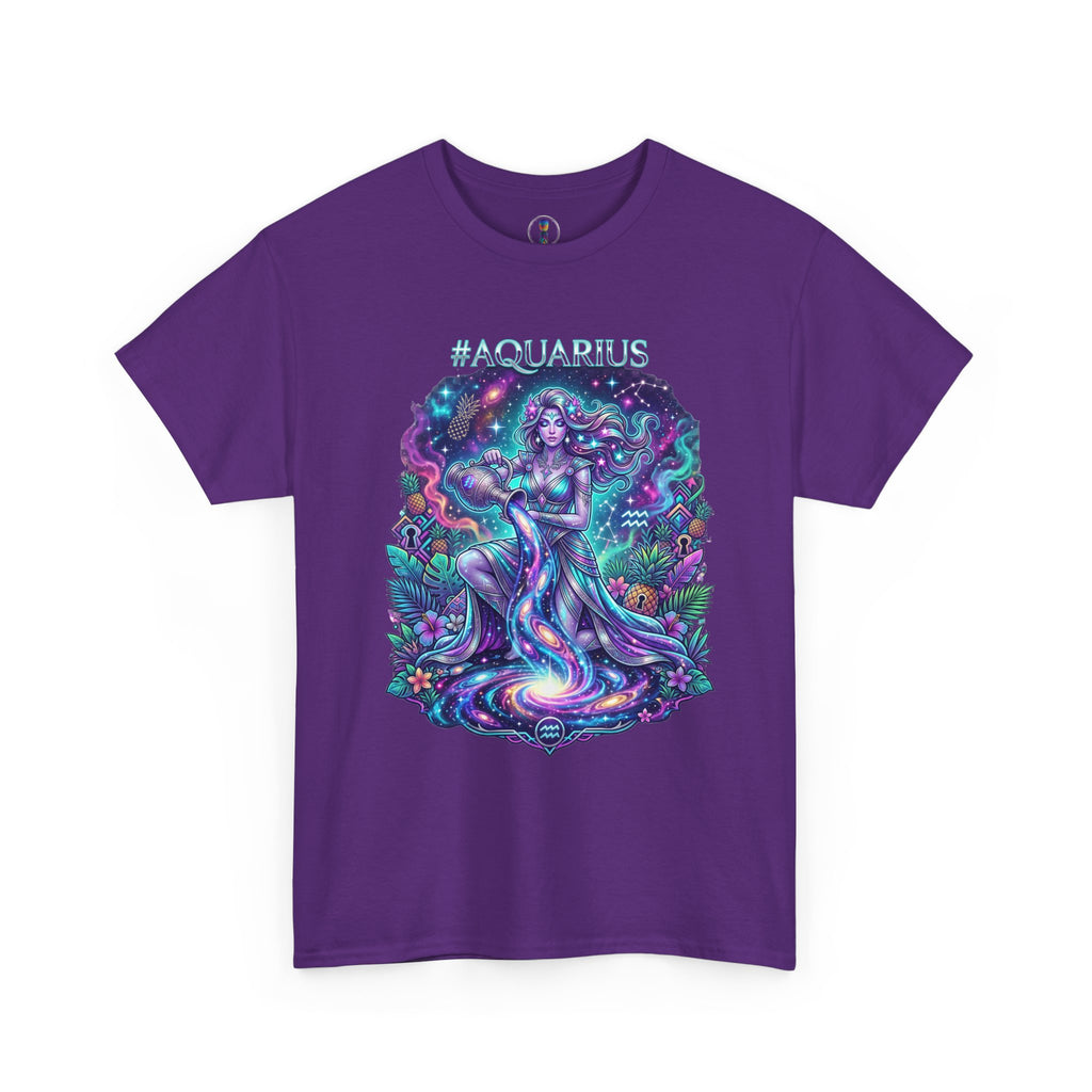 #AQUARIUS Unisex T-Shirt | Soft Lightweight 100% Combed Ring-Spun Cotton Tee with Cosmic Art Print