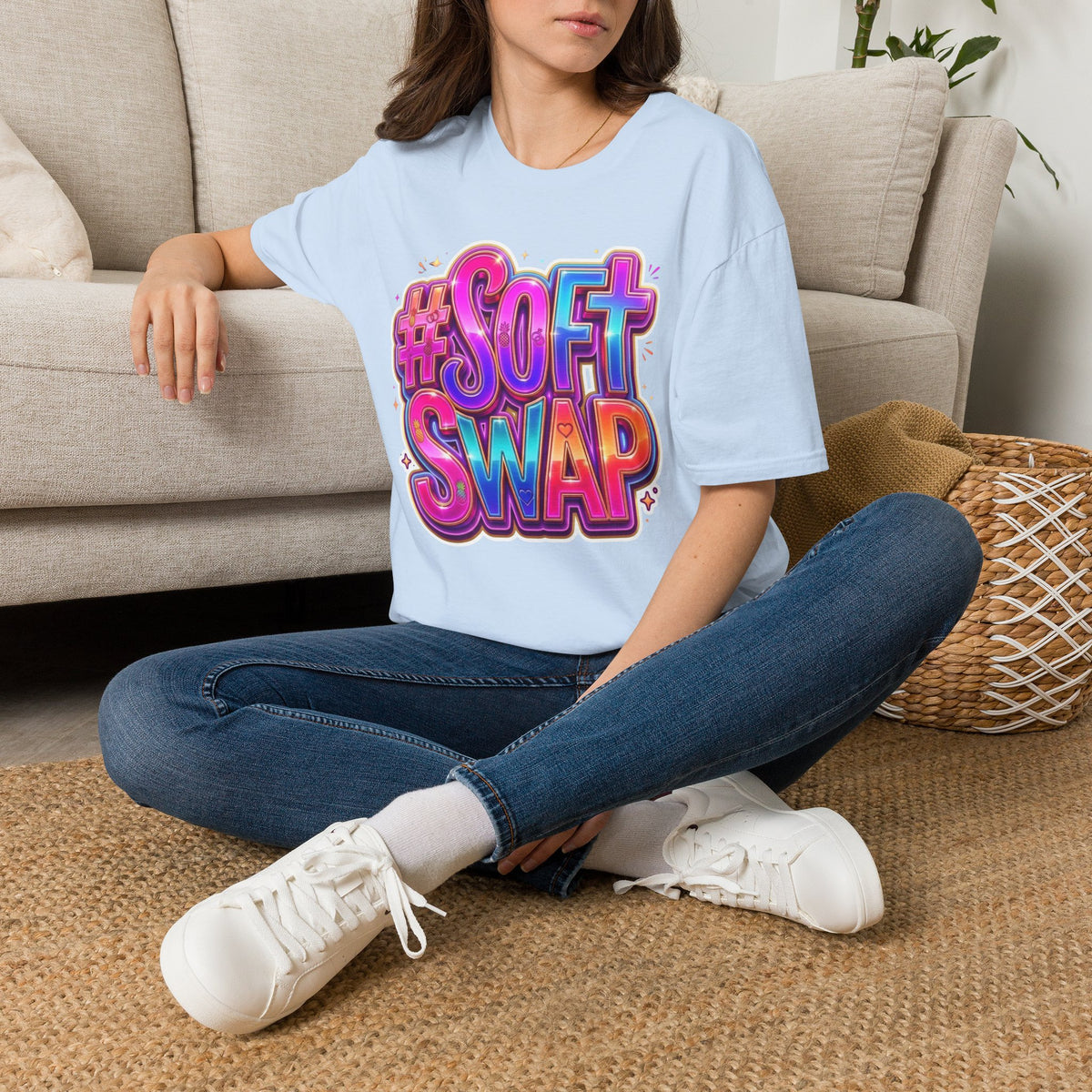 #Soft Swap Graphic T-Shirt | Colorful Y2K Cotton Tee