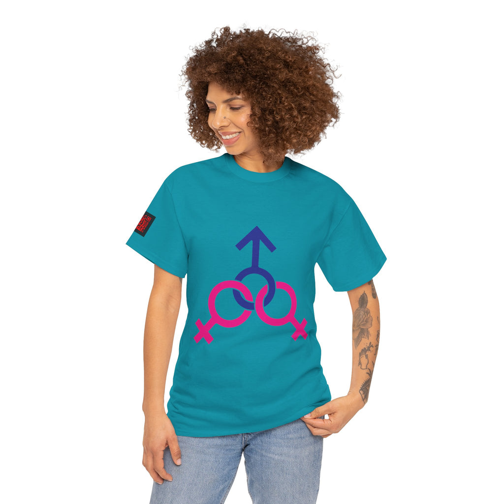 Female, Female & Male (Threesome) Symbol Tee — Gender Icons Graphic T-Shirt