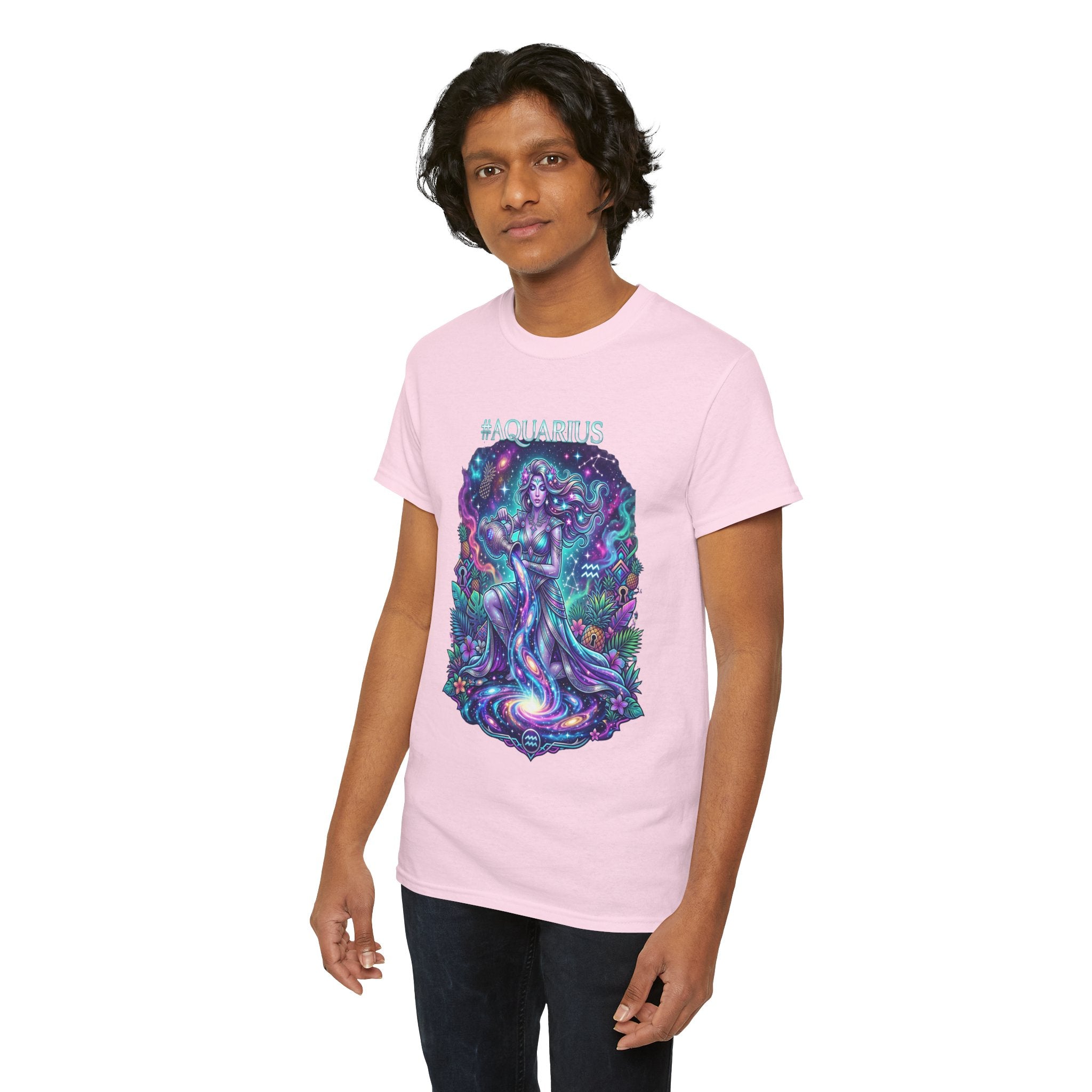 #AQUARIUS Unisex T-Shirt | Soft Lightweight 100% Combed Ring-Spun Cotton Tee with Cosmic Art Print