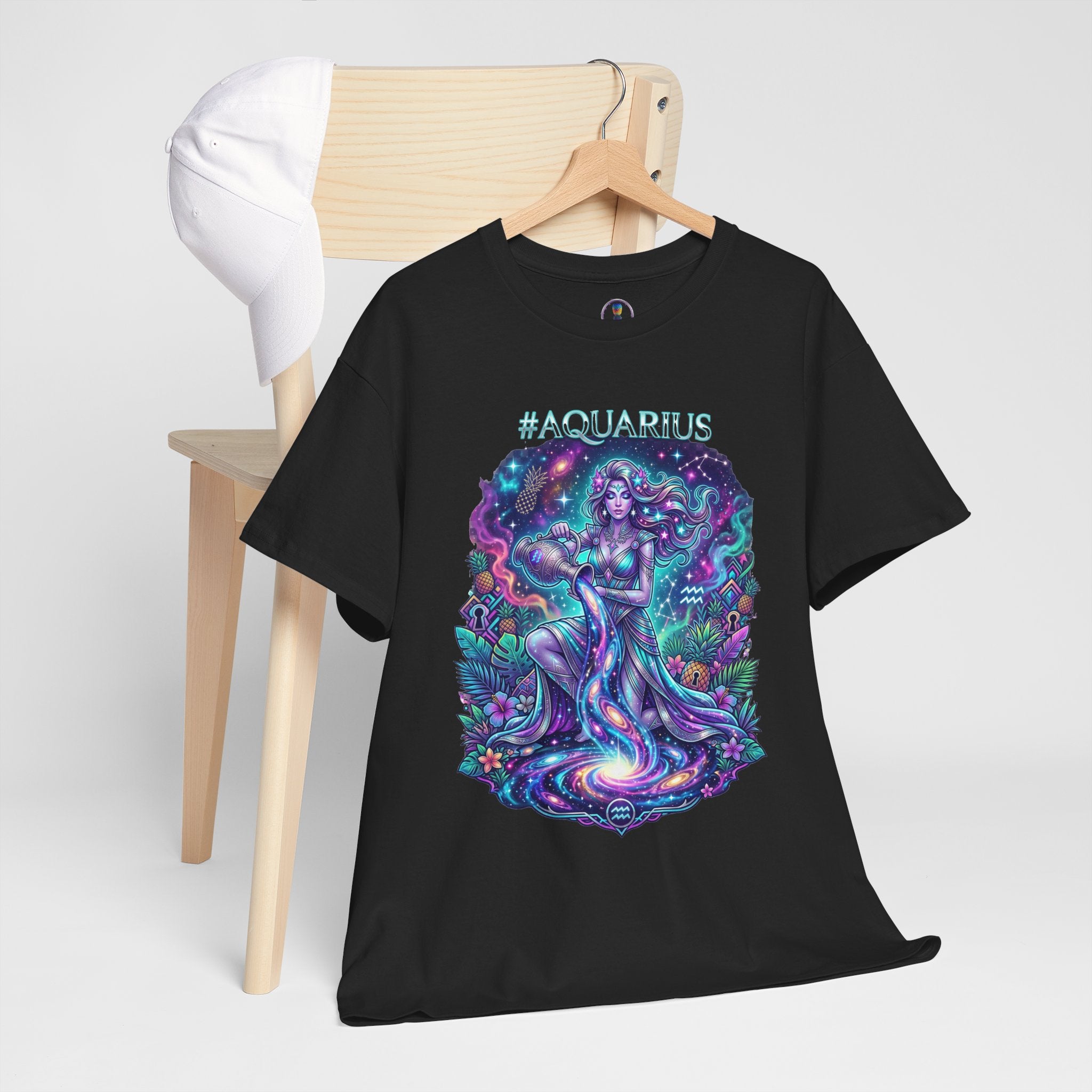 #AQUARIUS Unisex T-Shirt | Soft Lightweight 100% Combed Ring-Spun Cotton Tee with Cosmic Art Print