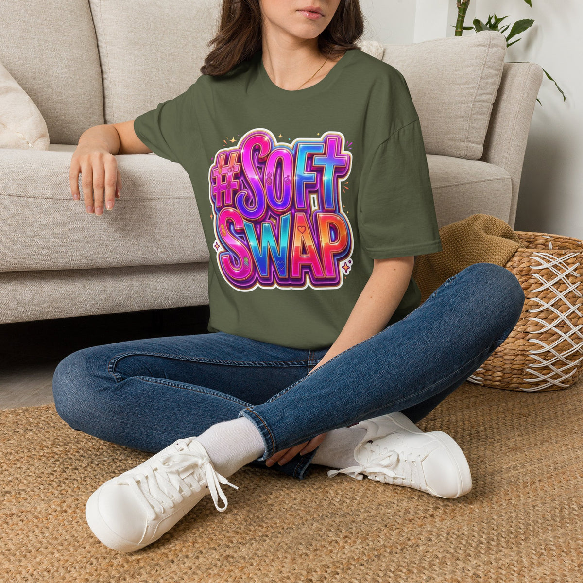 #Soft Swap Graphic T-Shirt | Colorful Y2K Cotton Tee