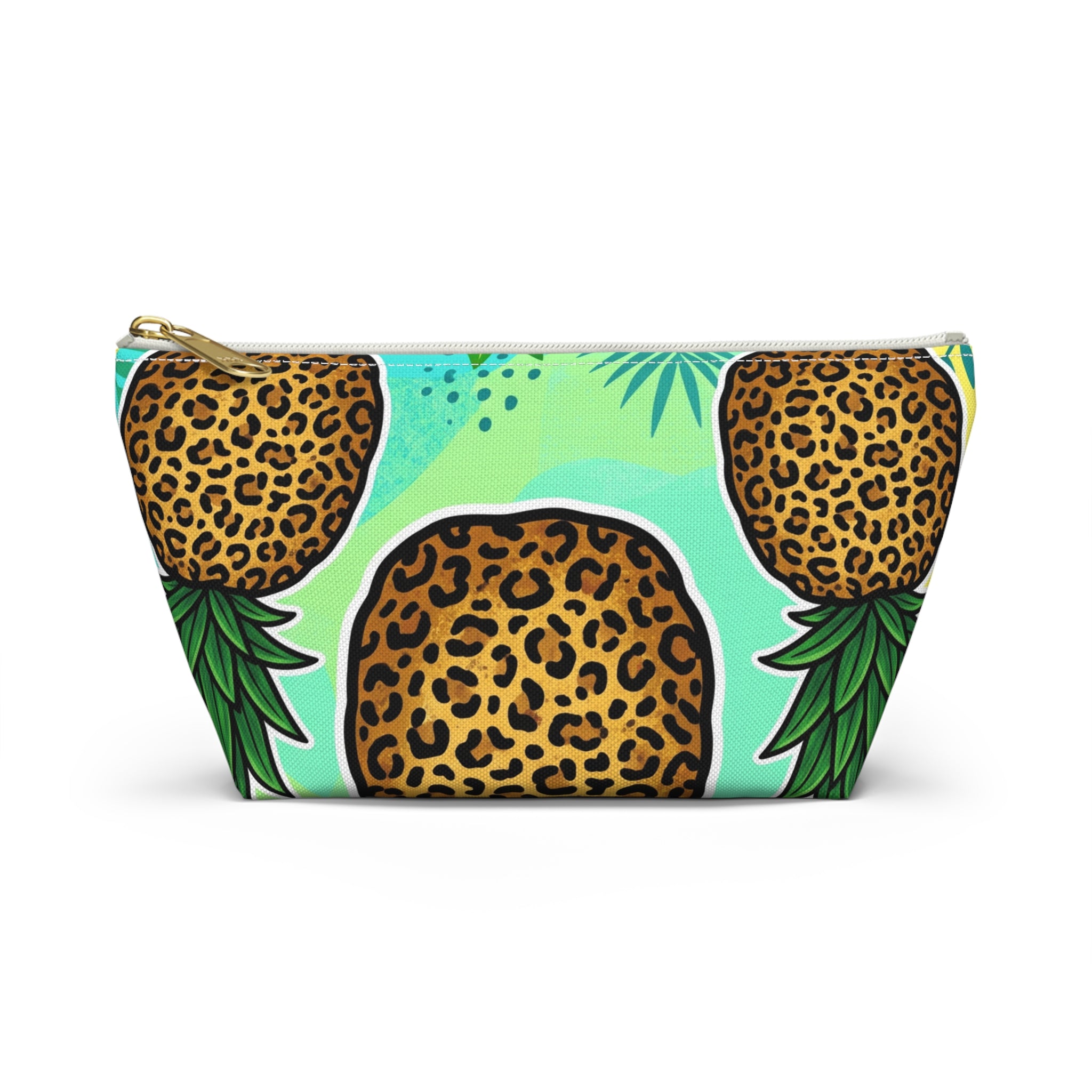 Upside-Down Pineapple Leopard Print Accessory Pouch | T-Bottom Makeup & Travel Organizer Bag