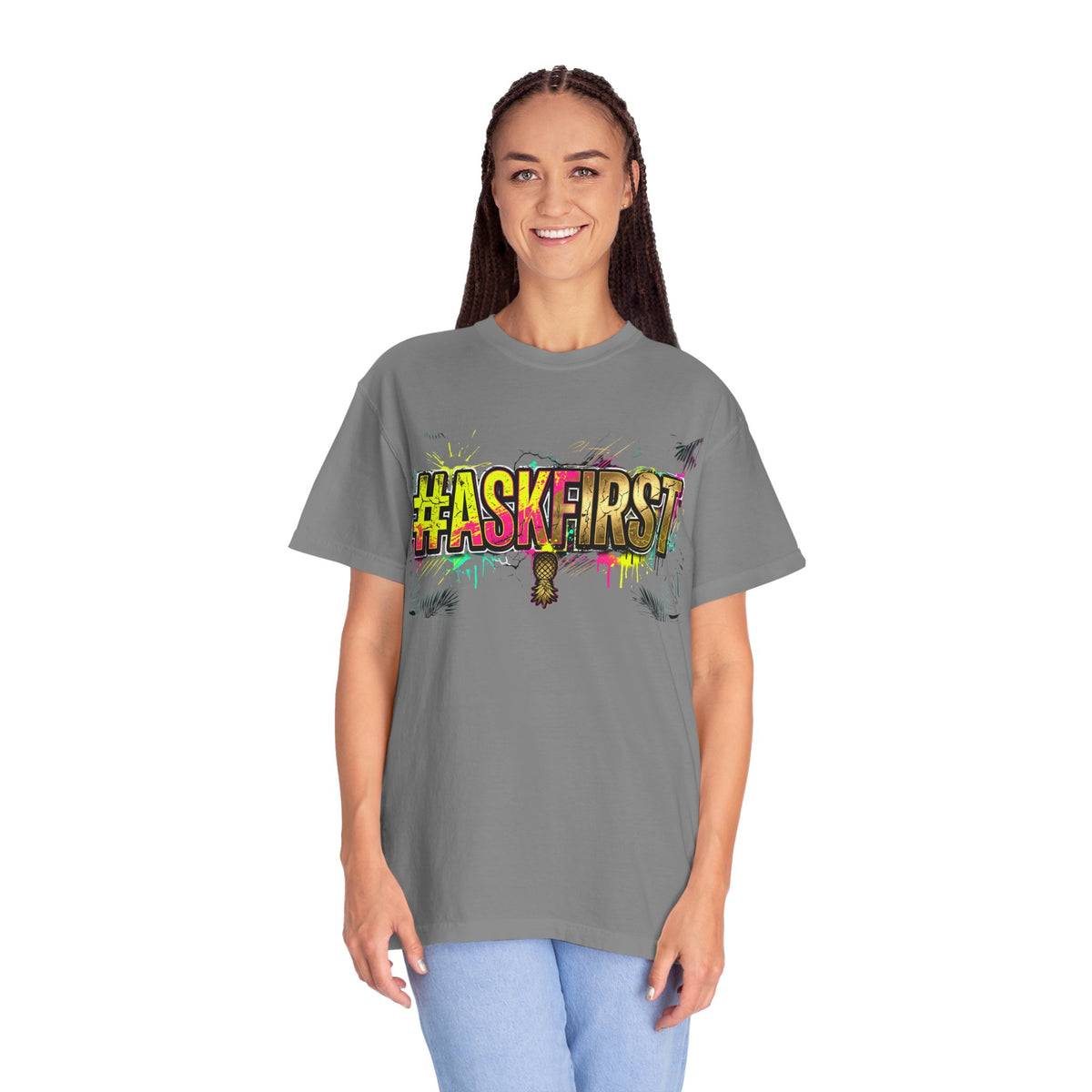 #AskFirst Graffiti Logo T-Shirt | Heavyweight Garment-Dyed Consent Streetwear Tee
