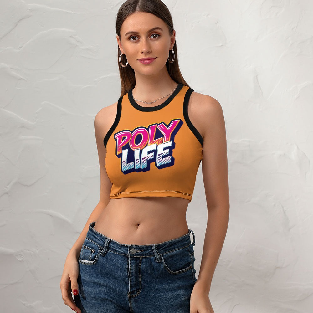Poly Life Women's Cropped Slim Racer Tank Top – Lightweight Stretch Fit | Athletic & Casual Wear