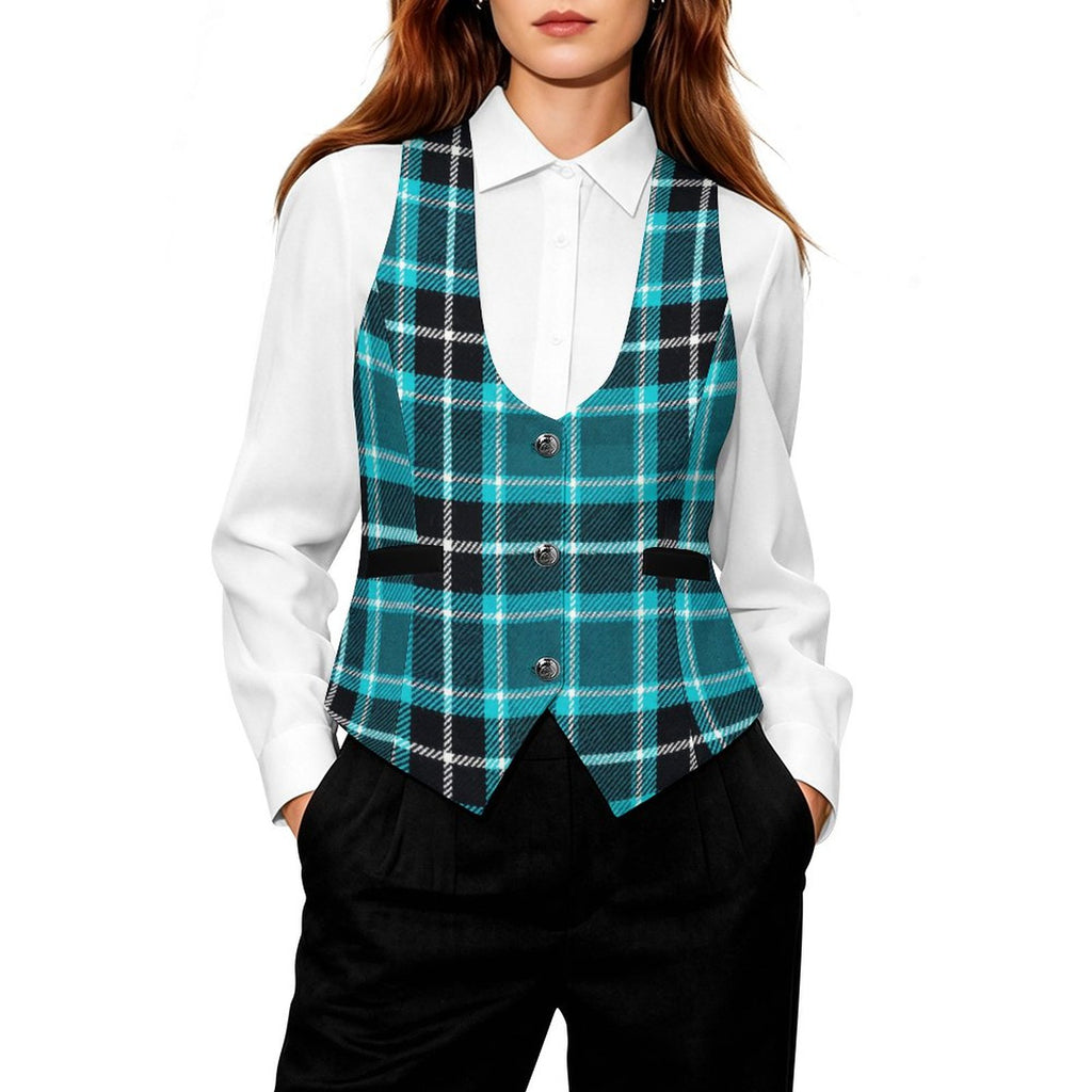 School Girl Inspired Women's Suit Vest by Taylor Lovet | Sexy Plaid Vest for Lifestyle Events, Cosplay & Fashion | PineappleXXclusive