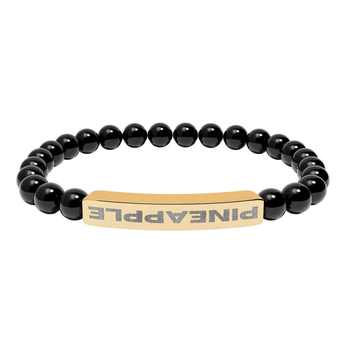 Upside Down Pineapple Natural Stone Stretch Bar Bracelet | Engraved Lifestyle Jewelry