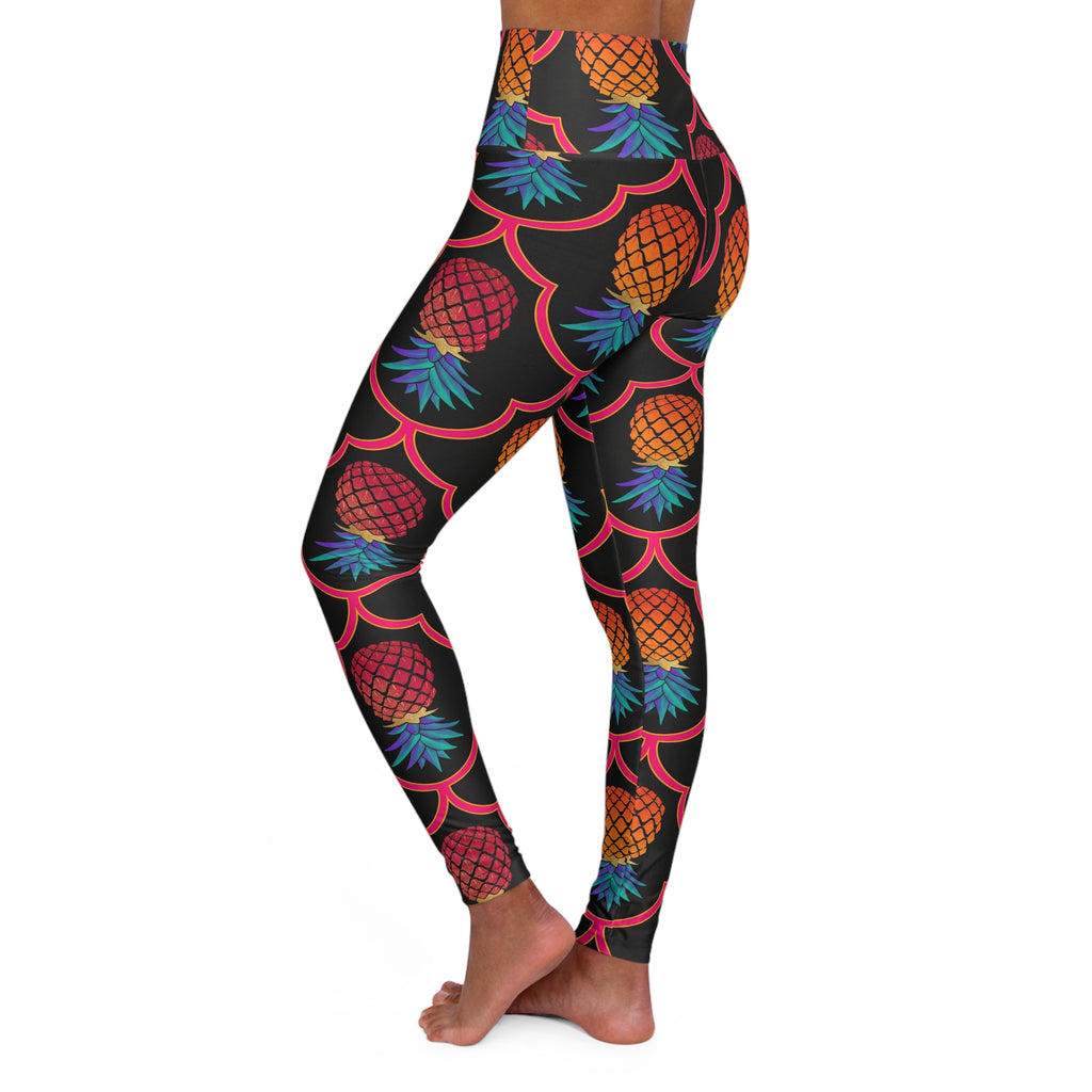 Colorful Pineapple High-Waisted Yoga Leggings