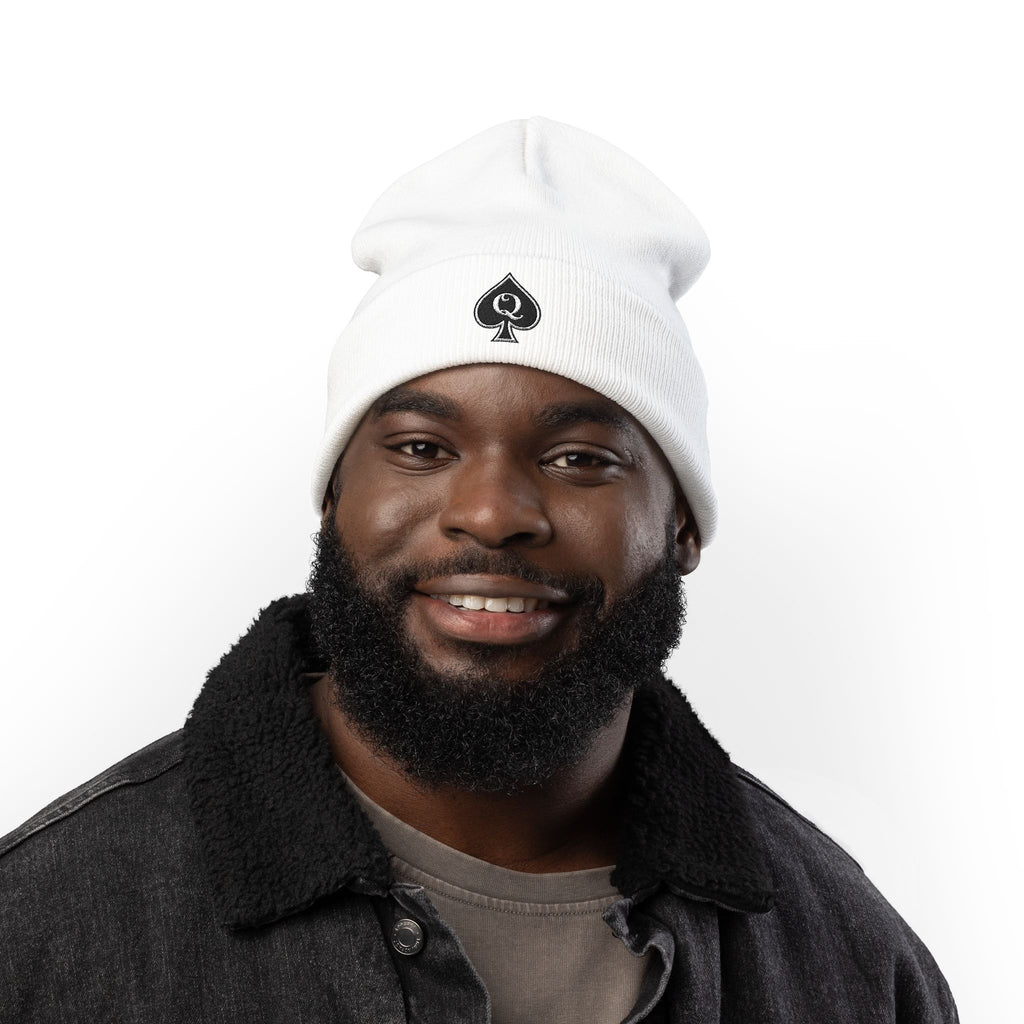 Queen of Spades Embroidered Knit Beanie
