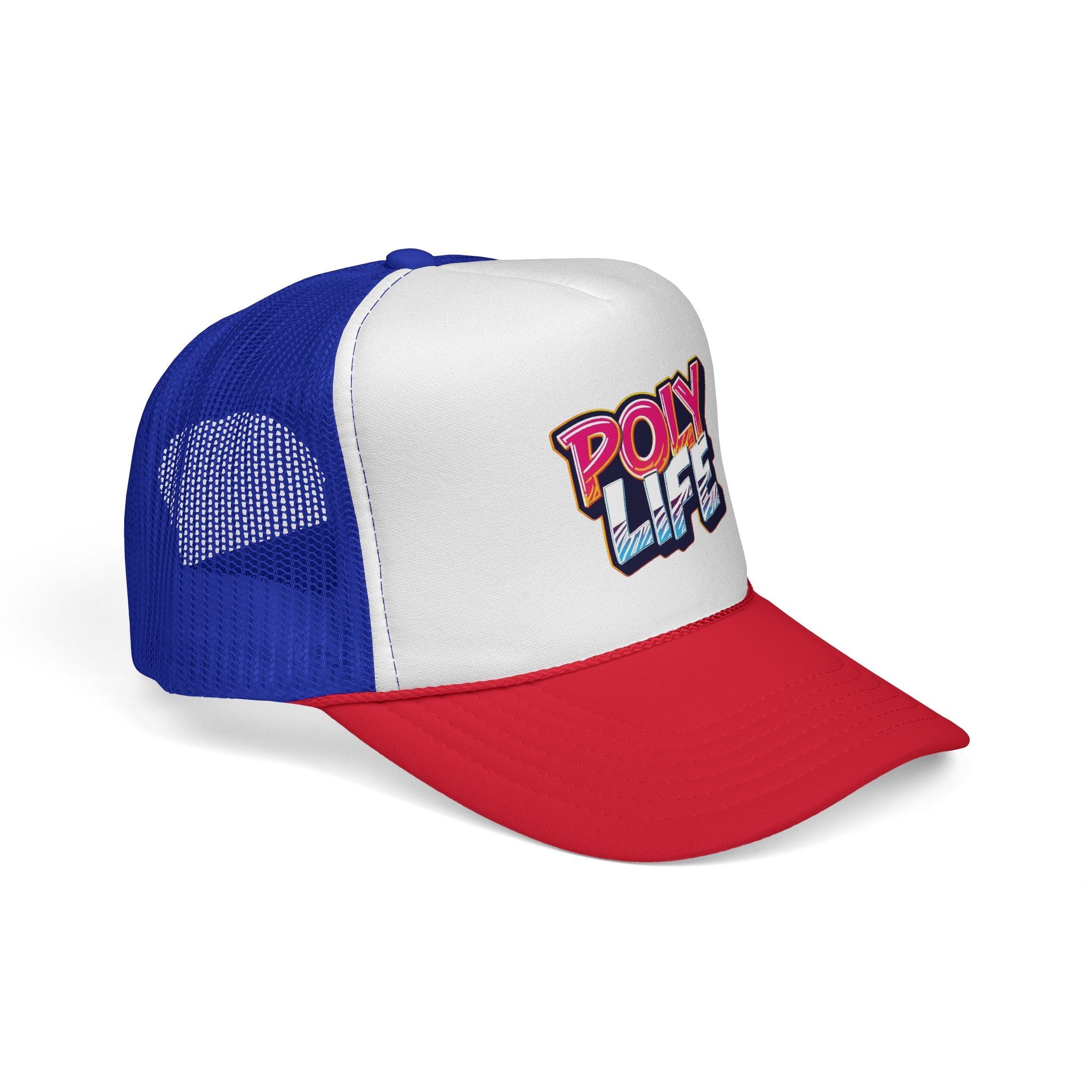 Poly Life Trucker Cap — Retro Surf Logo Mesh Hat