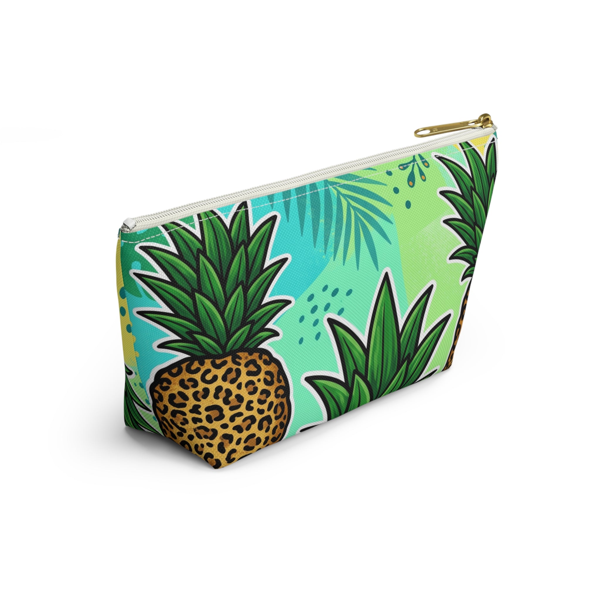 Upside-Down Pineapple Leopard Print Accessory Pouch | T-Bottom Makeup & Travel Organizer Bag