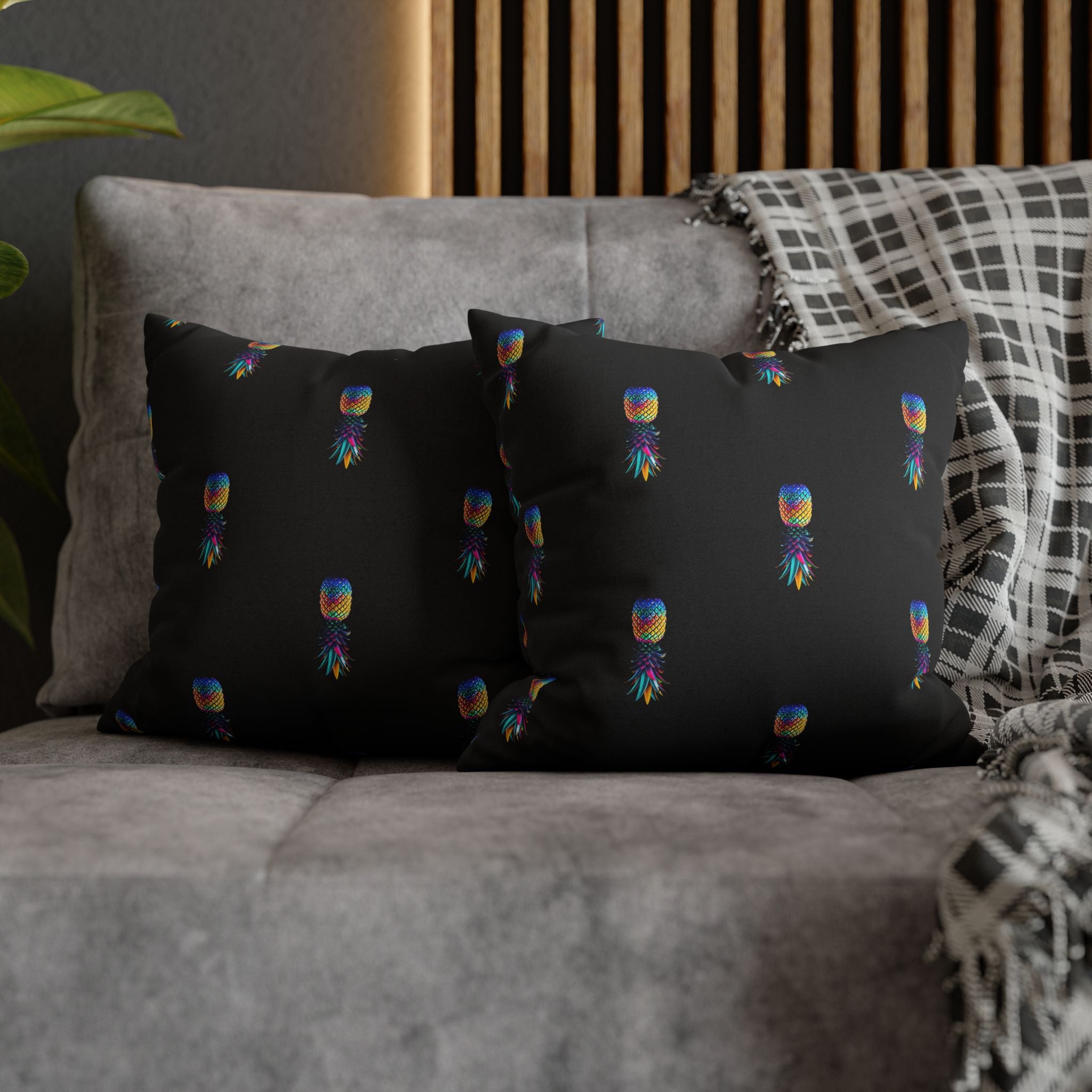 Spun Polyester Square Colorful Pineapple Pillowcase
